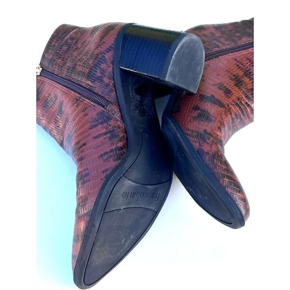 Franco Sarto Shoes boots ankle bootie snake leather luxury casual embossed 8.